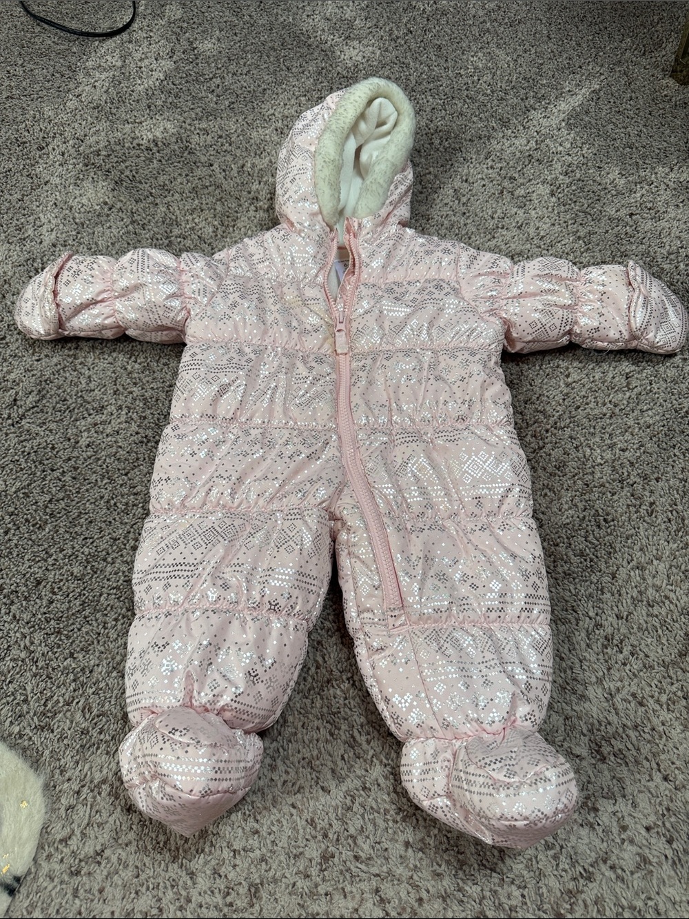 Baby Pink Sparkle Snowsuit One-Piece